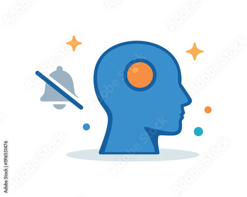 Intentional focus and mental clarity for knowledge workers overwhelmed by constant digital input and notifications, a muted notification symbol paired