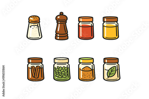 Collection of containers with various spices and seasonings