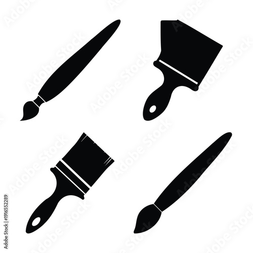 A collection of various paintbrush silhouettes for art, painting, and diy projects