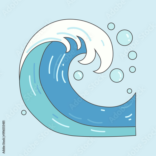 Wallpaper Mural Stylized Ocean Wave with Bubbles and Sea Foam Torontodigital.ca