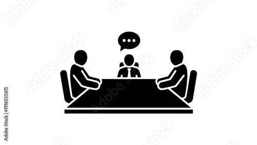 Business people sitting at meeting table.