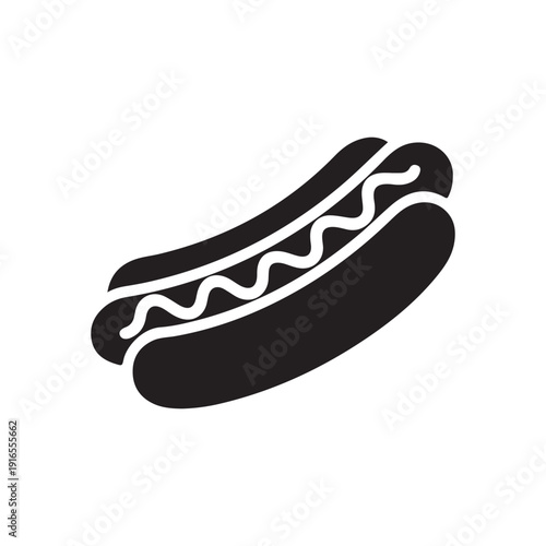 hotdog sandwich with sausage and sauce street food silhouette