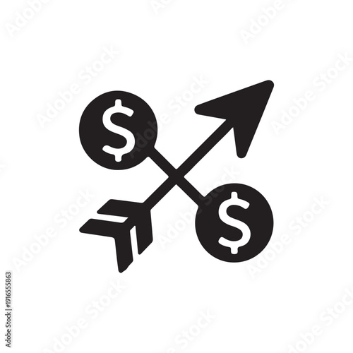 dollar currency growth arrow silhouette icon