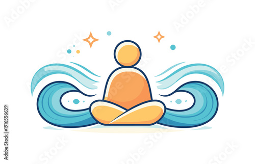 Emotional containment and maintaining steady presence during external chaos, a solid central shape calmly holding incoming soft waves representing