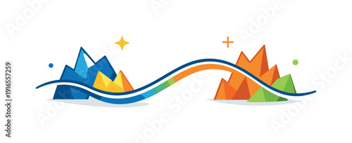 Strategic energy arbitrage and using calm momentum to outperform chaotic environments, a smooth flowing line passing through scattered jagged shapes