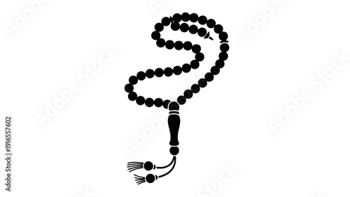 Black Buddhist prayer beads with tassel.