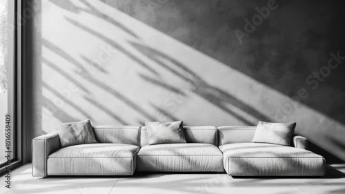 This is an video of a modern sectional sofa in a contemporary living room. The space features clean lines and minimalist design, with neutral tones creating a sleek and sophisticated look.