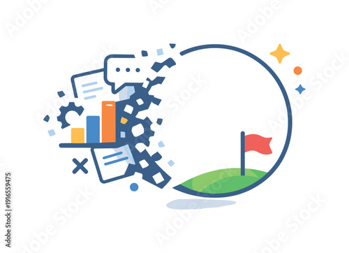 Strategic clarity through subtraction and removing low-value options to see what truly matters, a clean negative space shape emerging after excess