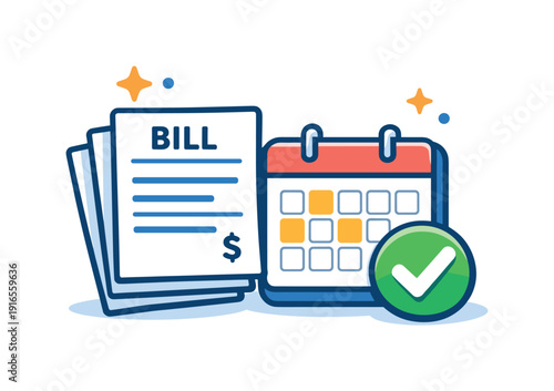 Personal finance clarity and bill payment organization for everyday stability, a stack of simple bills paired with a calendar and a checkmark