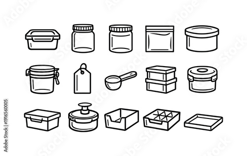 Home soup storage containers: food container, glass jar, plastic jar, freezer bag, storage tin, clip seal, label tag, measuring scoop, stackable bin