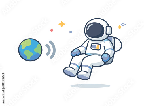 Deep focus and creative isolation for knowledge workers represented through solitary cosmic presence and reduced noise, a single astronaut calmly