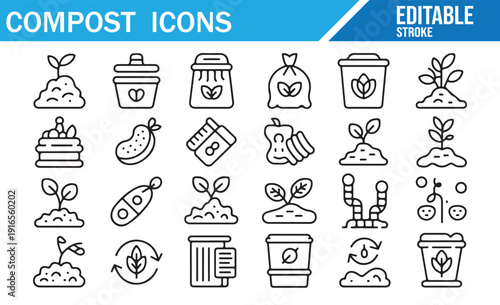 Eco-friendly recycling and composting vector symbols pack.