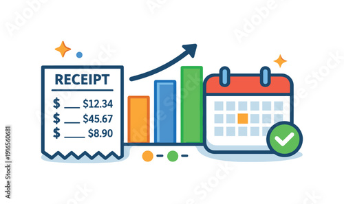 Personal financial awareness and monthly expense review focused on understanding spending patterns and staying organized, a simple receipt paired with