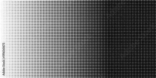 Dotted halftone gradient texture. Vanishing polka dot background. Repeating dots gradation pattern background. Black fading comic pop art overlay backdrop. Halftone raster effect wallpaper. Vector