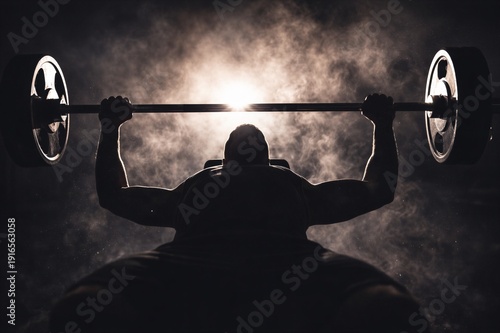 Silhouette of Athlete Lifting Weights Dramatically