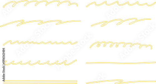 黄色の二重線のアンダーラインベクターイラスト素材　