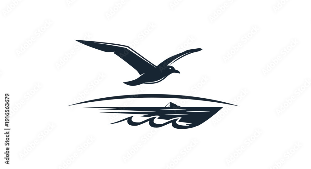 Obraz premium Black Bird Logo Design Element Flying.