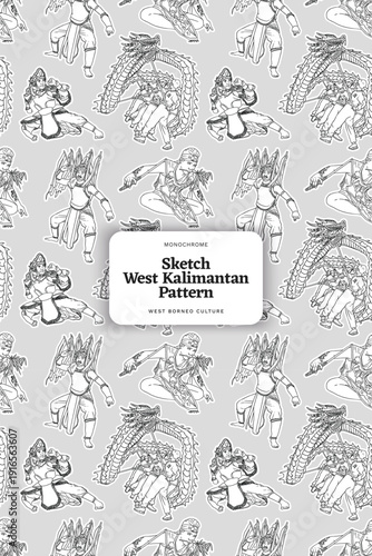 Indonesian Chinese Pattern Tourism Mask Outline Illustration