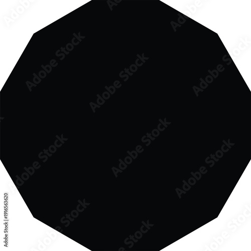 Black octagon shape on white background