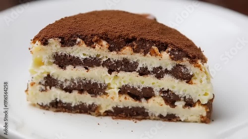 Wallpaper Mural Delicious Tiramisu Cake Slice with Cocoa Powder Topping. Torontodigital.ca