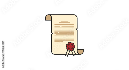 Illustration of a Document with Red Seal.