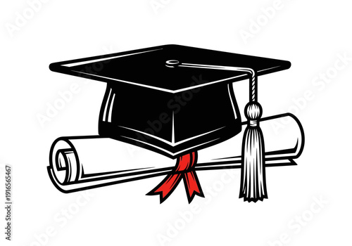 Graduation Cap and Diploma Symbolizing Academic Achievement.