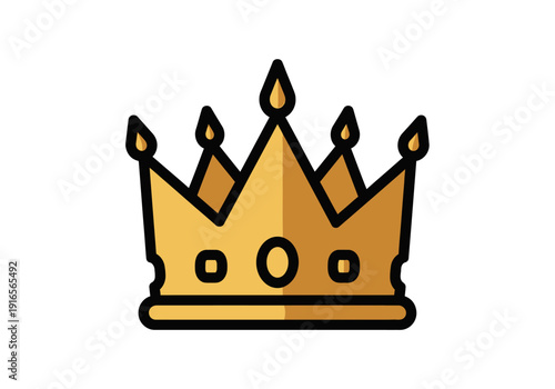 Golden Crown Icon Symbol of Royalty and Power.