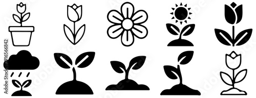 Gardening and Plant Growth Icons