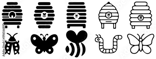 Insect and Hive Icons Set