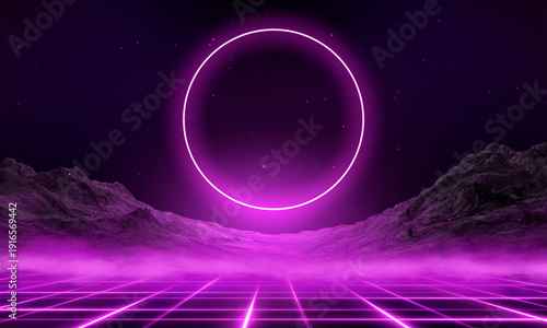 Abstract futuristic neon la...