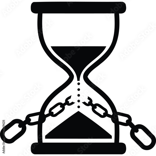 Hourglass Broken Chains Icon: Symbolizing Freedom, Liberation, Escaping Time Constraints, Overcoming Limitations