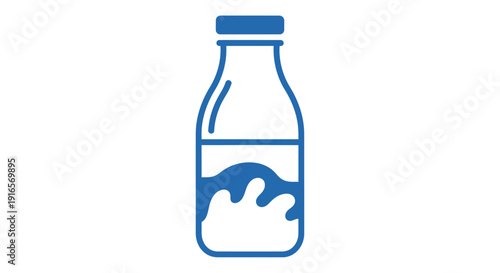 Blue milk bottle icon illustration isolated on white background for design