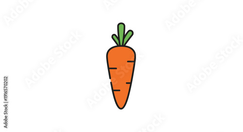 Cartoon carrot illustration with green top on white background