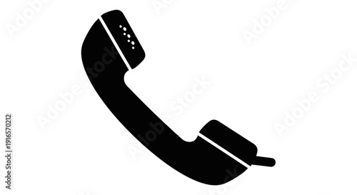 Black handset icon isolated on white background for communication concepts