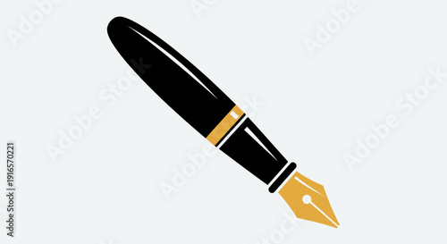 Elegant fountain pen icon writing instrument on white background