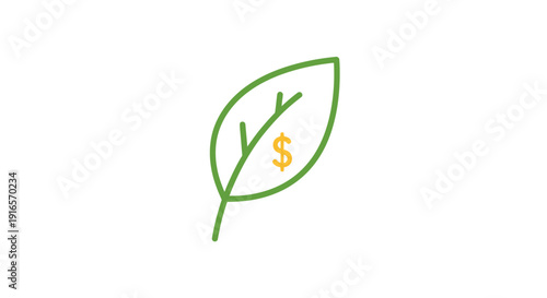 Green leaf with dollar sign vector illustration for eco friendly finance