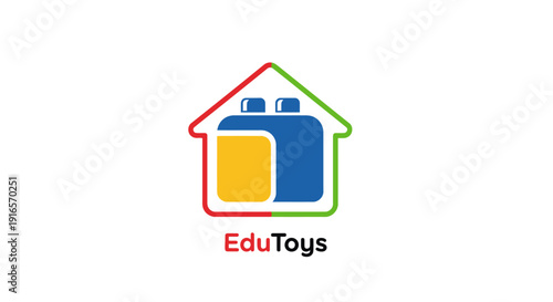 EduToys Logo Design Building Blocks House Concept.