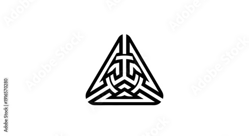 Celtic Knotwork Triangle Symbol Design Element.