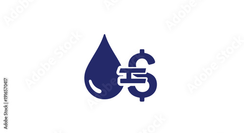 Abstract illustration of a water drop and dollar sign on a white backdrop