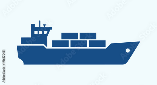 Cargo ship silhouette transportation icon for logistics and shipping