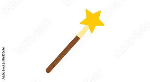 Star topped magic wand illustration on white background for design projects