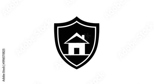 Shield icon with house symbolizing protection and security