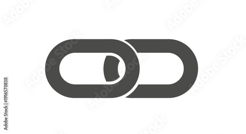 Interlocking chain links icon in minimalist style symbol of connection