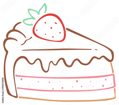 Strawberry Cheesecake Slice Illustration