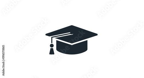 Black graduation cap icon isolated on white background education concept