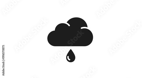 Black cloud with raindrop icon isolated on white background