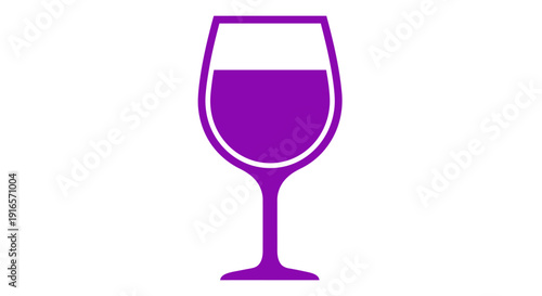 Purple wine glass icon on white background for beverage concepts