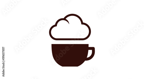Coffee cup icon with foamy cream topping on a clean white background