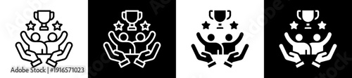Canvastavla Win Win Icon Set In Black And White Filled Style Collection