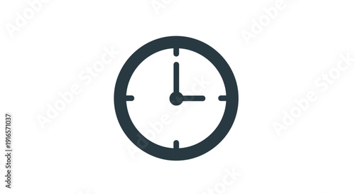 Minimalist clock icon indicating time and punctuality for design and business